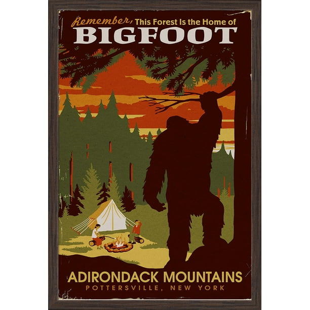 Home of Bigfoot WPA Style Adirondack Mountains Pottersville NY 24x36 Gallery Wrapped Stretched Canvas 